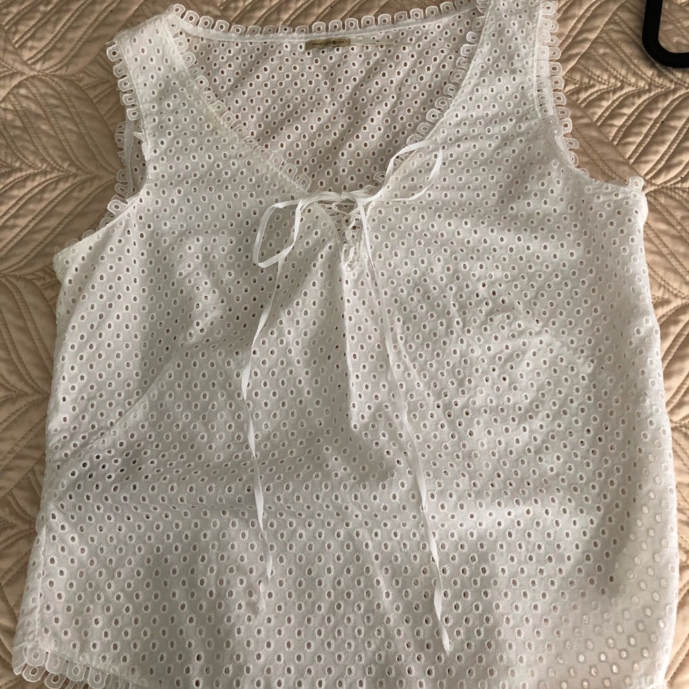 MaxStudio white eyelet shirt, size S